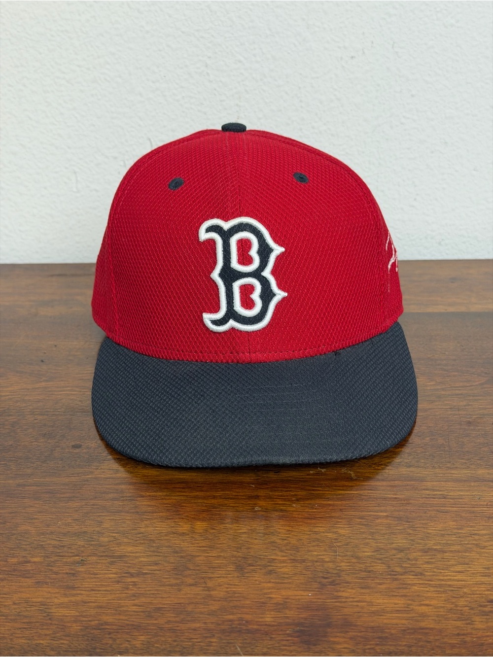 Boston Red Sox David Ortiz #34 Embroidered Signature Fitted Hat Size 7 3/8